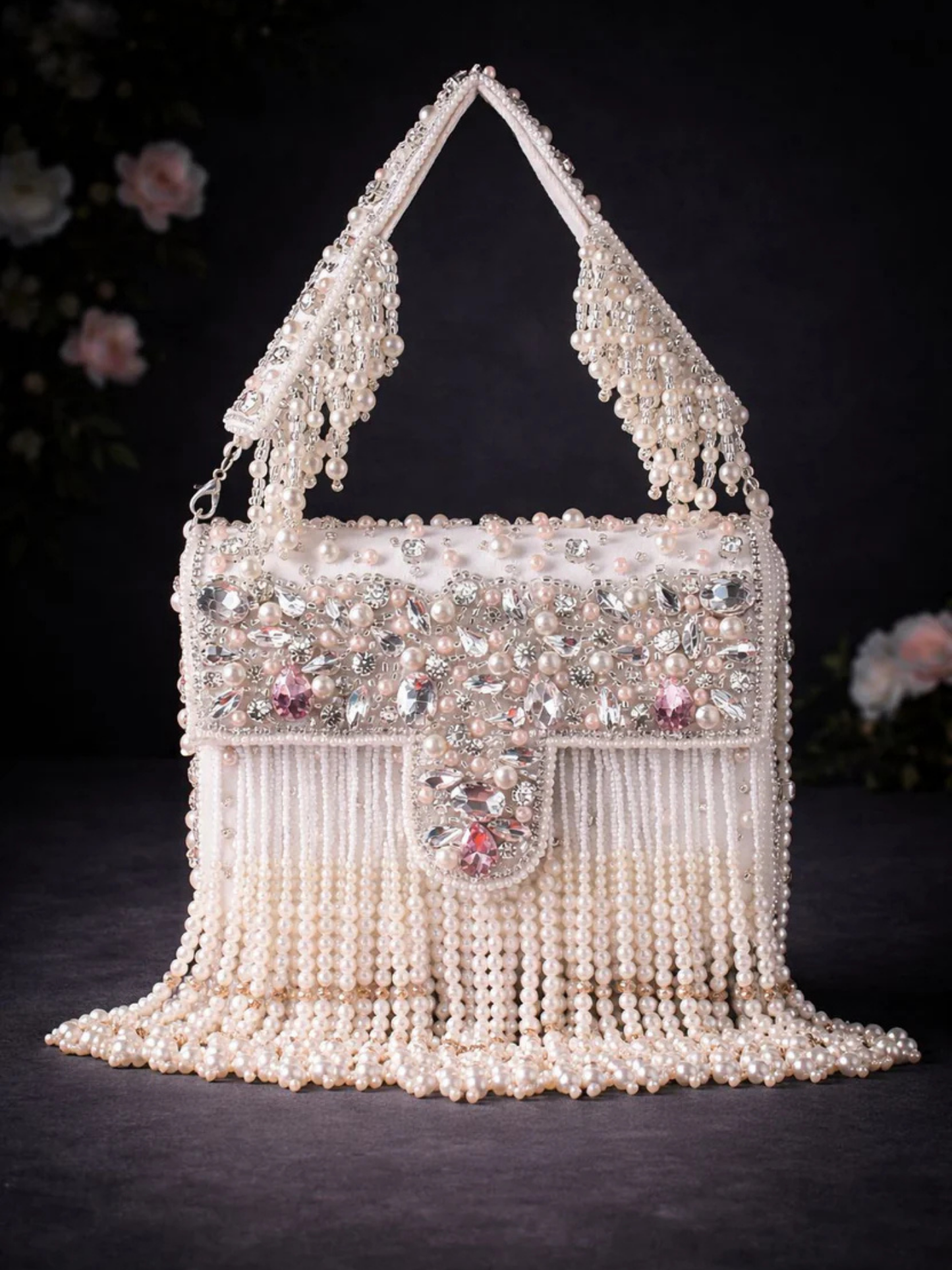 Noor-e-Zeen Pearl Fringe Clutch