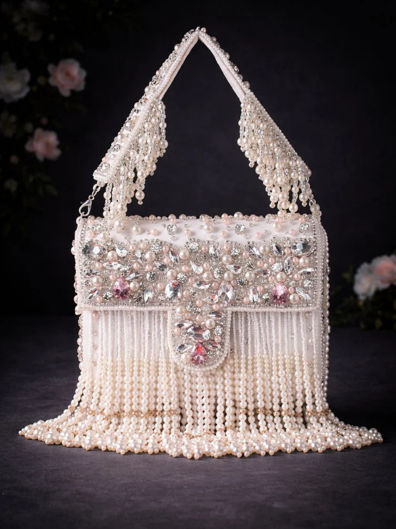 Noor-e-Zeen Pearl Fringe Clutch