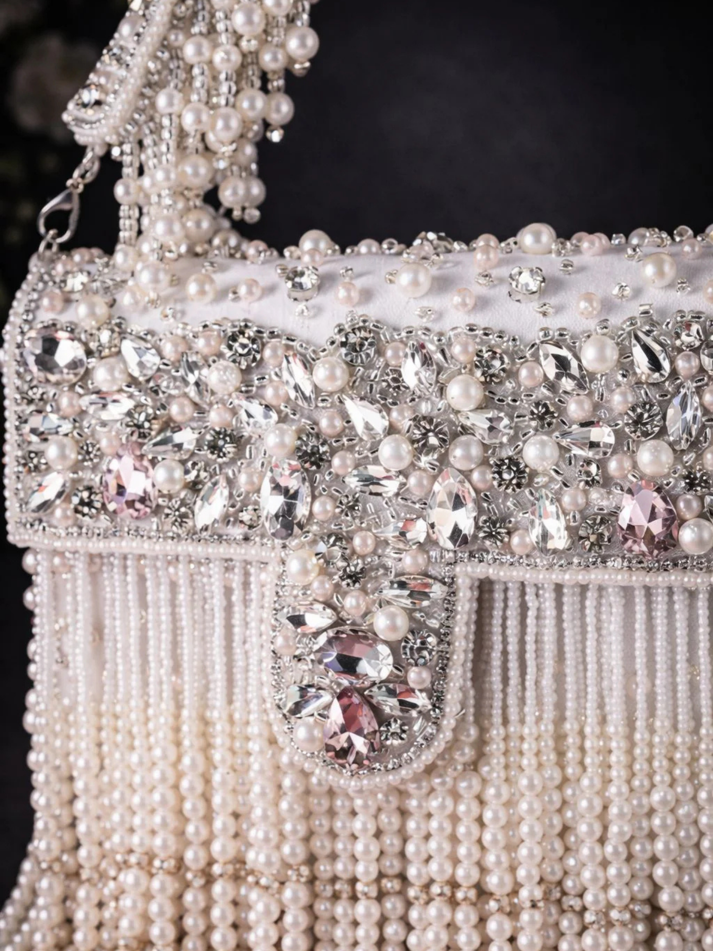 Noor-e-Zeen Pearl Fringe Clutch