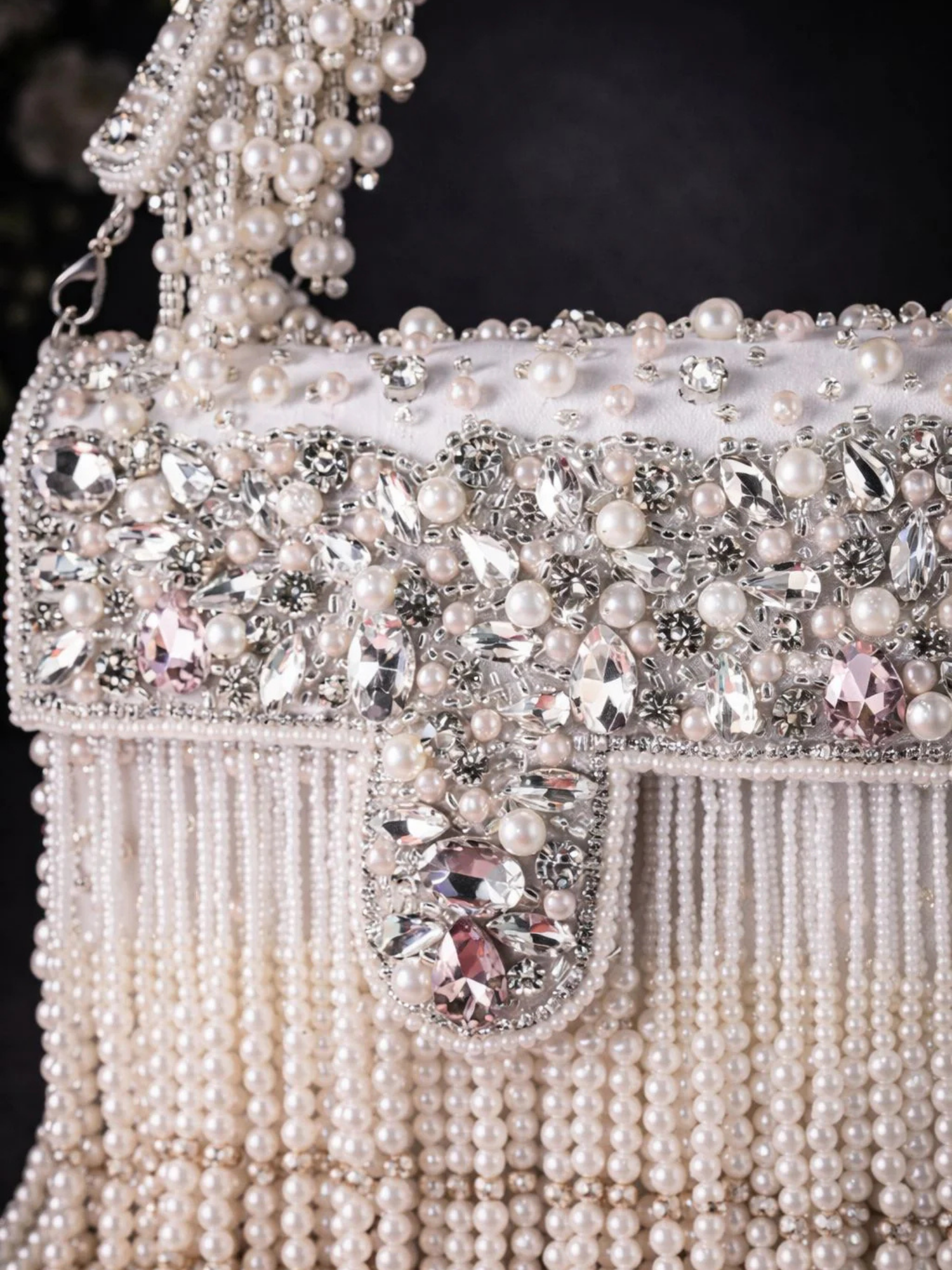 Noor-e-Zeen Pearl Fringe Clutch
