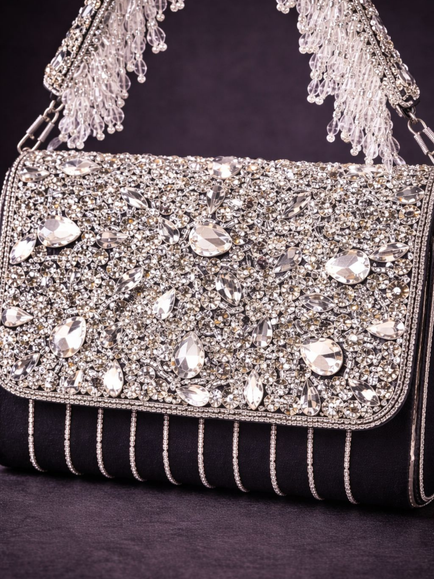 Silver Stardust Crystal Clutch