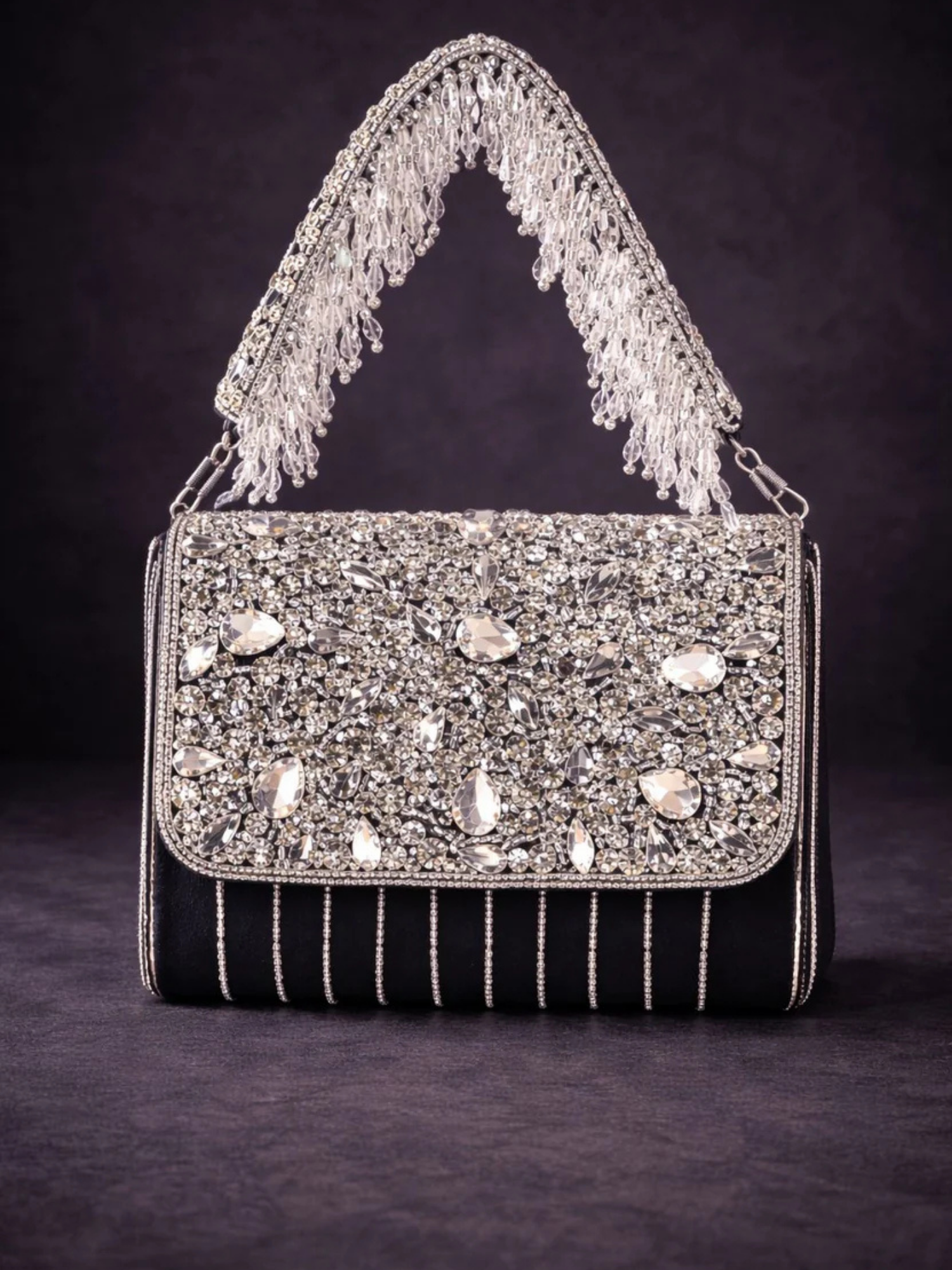 Silver Stardust Crystal Clutch