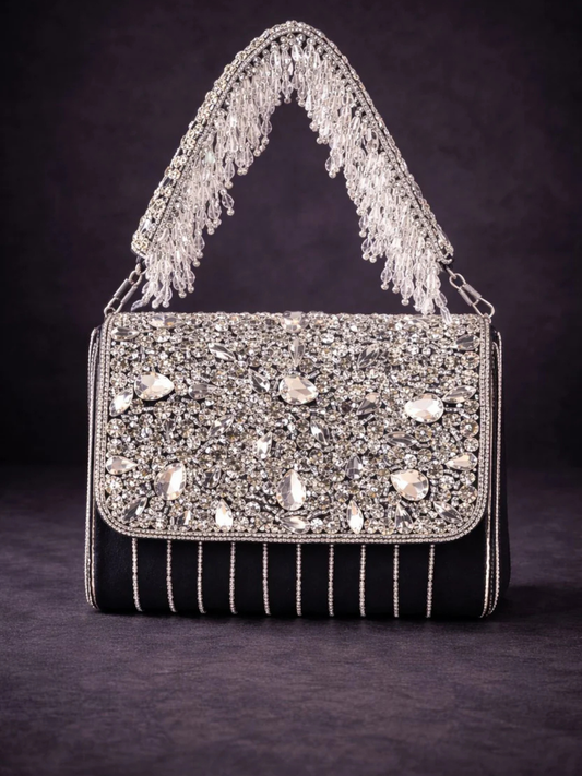 Silver Stardust Crystal Clutch