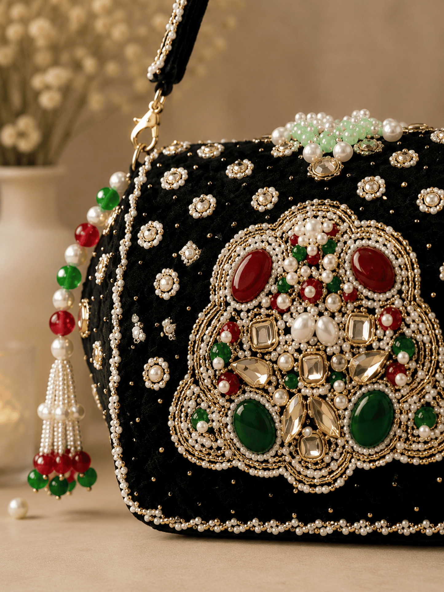Regal Velvet Embellished Clutch