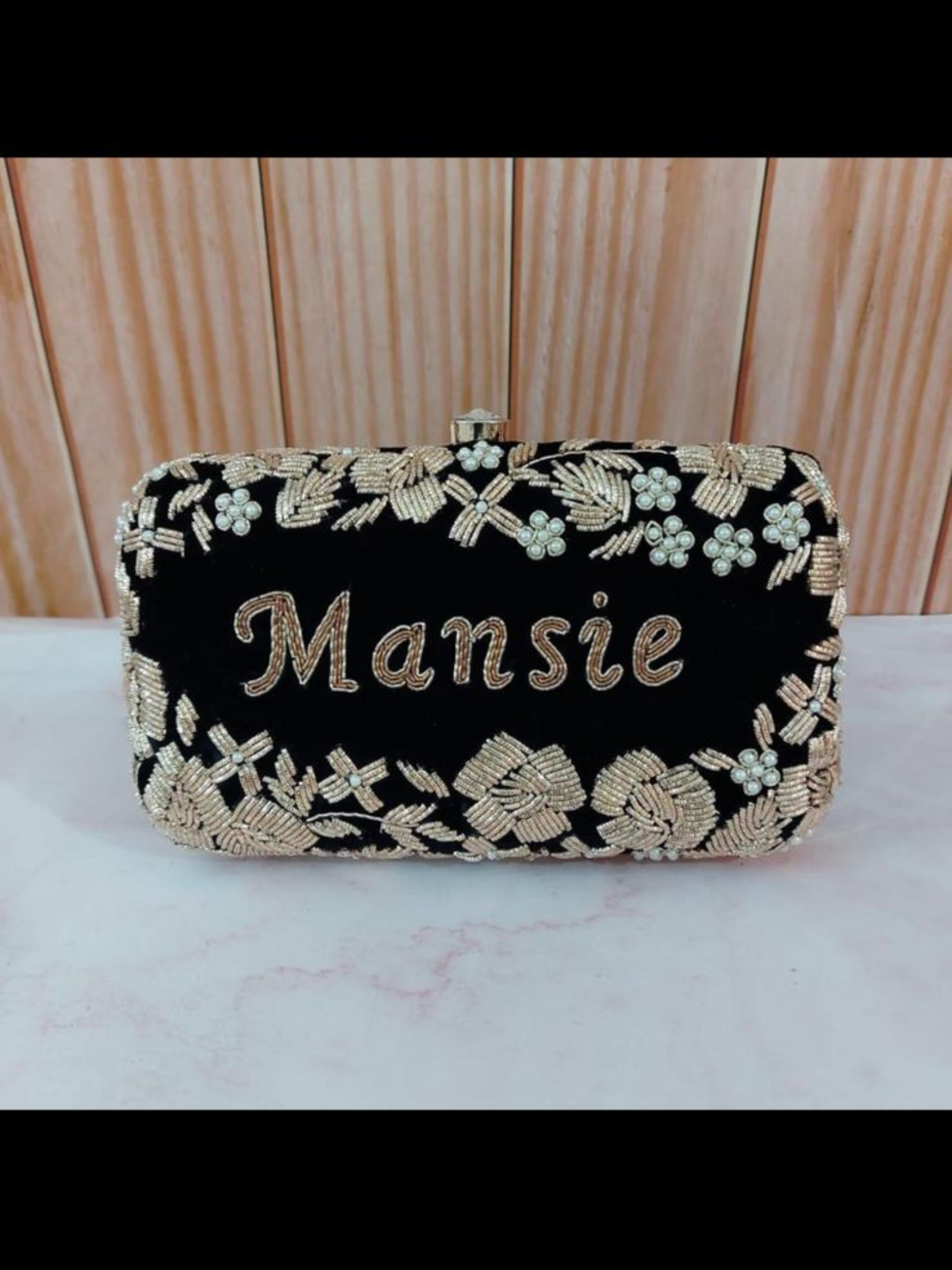 Personalised Midnight Bloom Clutch