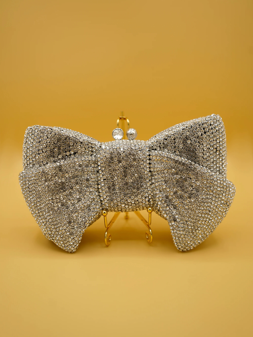 Silver Ribbon Crystal Bag