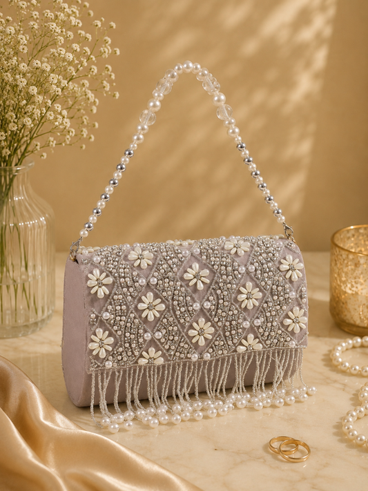 Pearl Garland Flap Clutch
