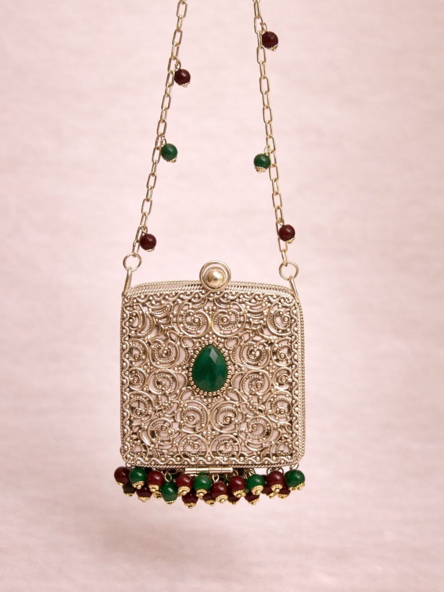Zehra Emerald Filigree Clutch