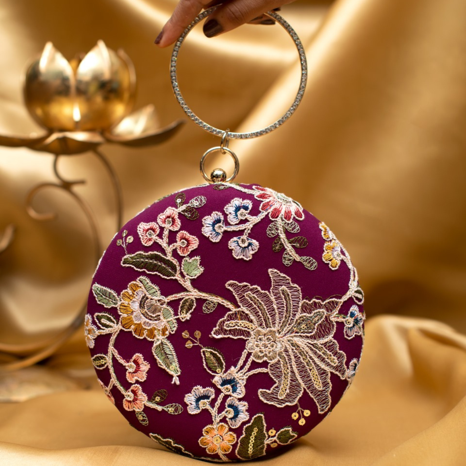 Orchid Majesty Embroidered Ethnic Clutches