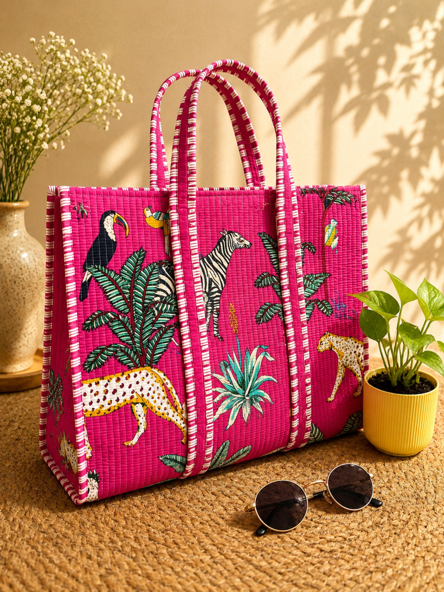 Pink Safari Quilted Tote