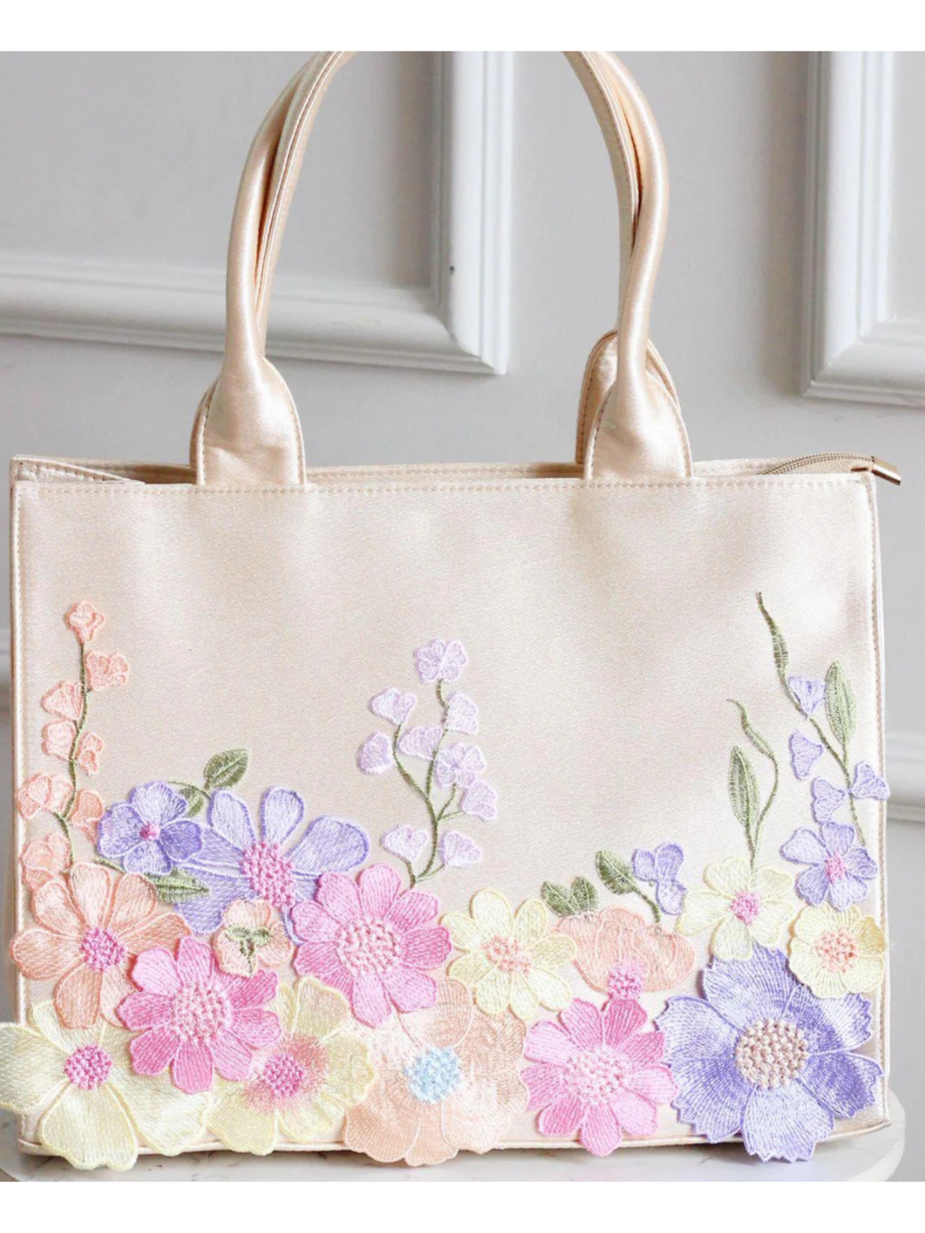 Ivory Meadow Bloom Tote Bag
