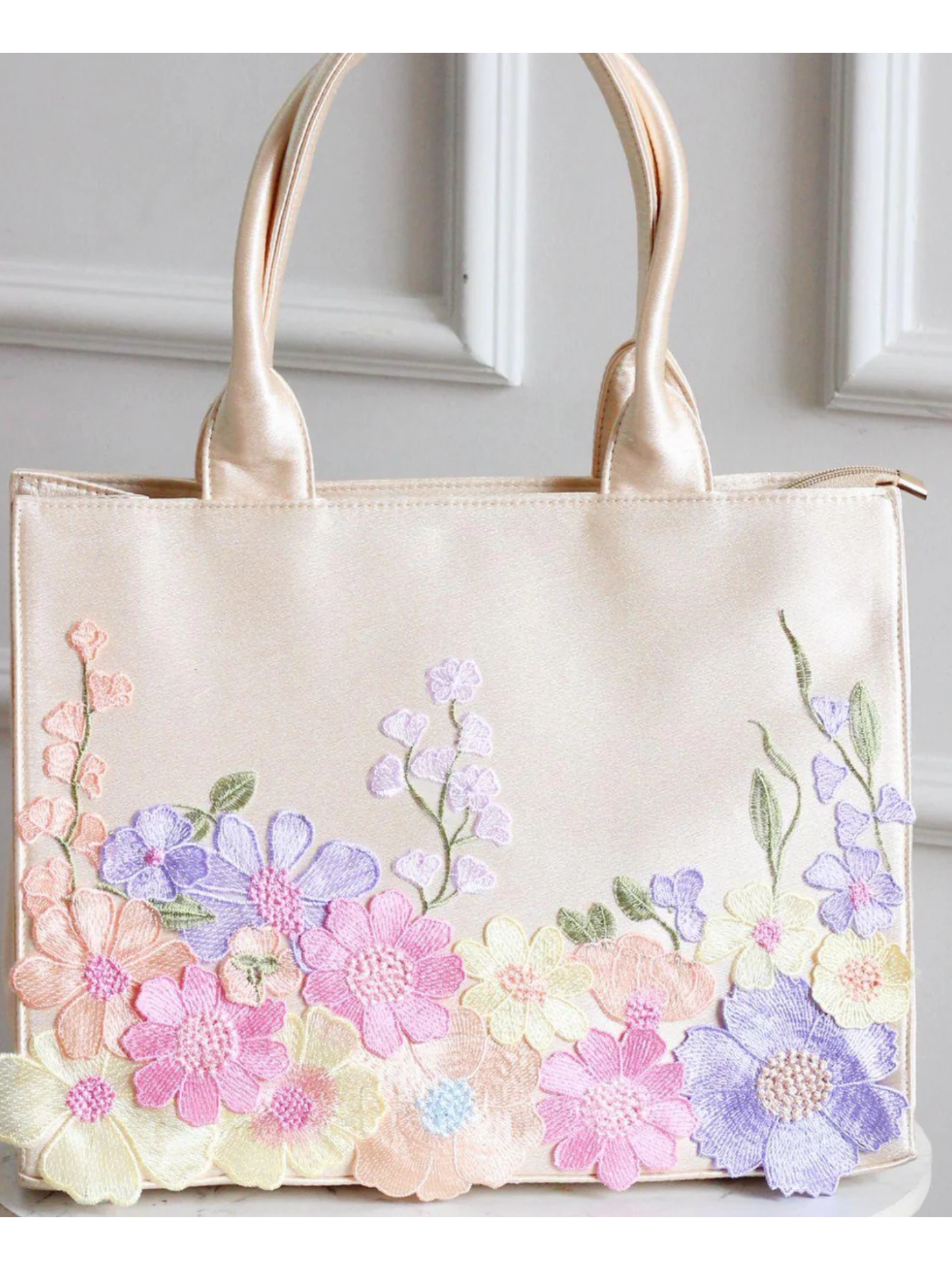 Ivory Meadow Bloom Tote Bag