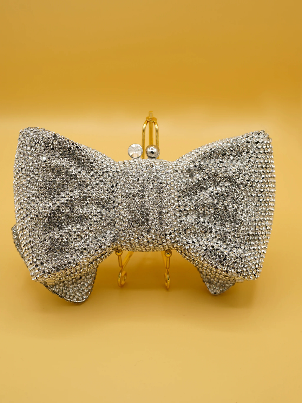 Silver Ribbon Crystal Bag