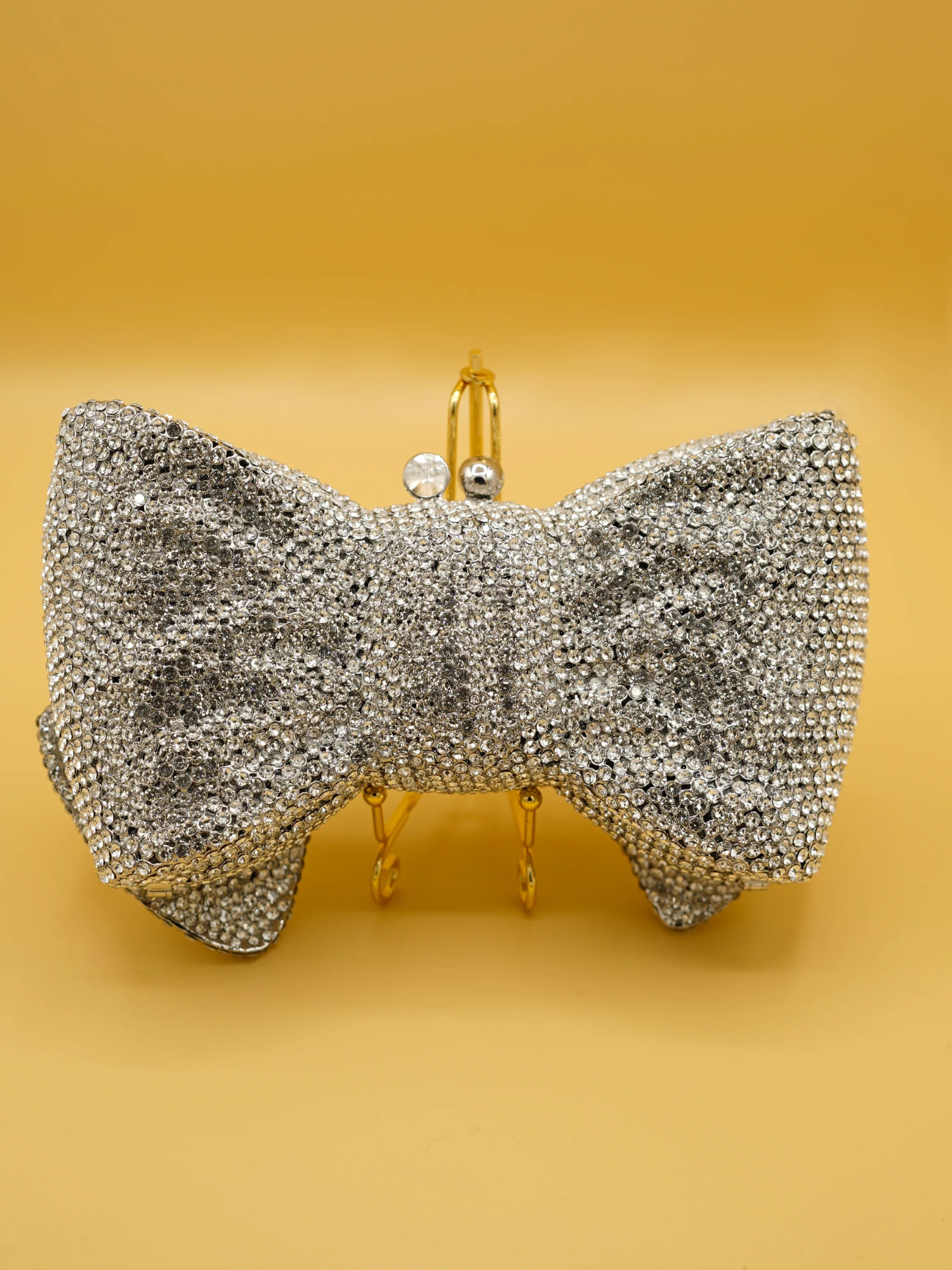 Silver Ribbon Crystal Bag