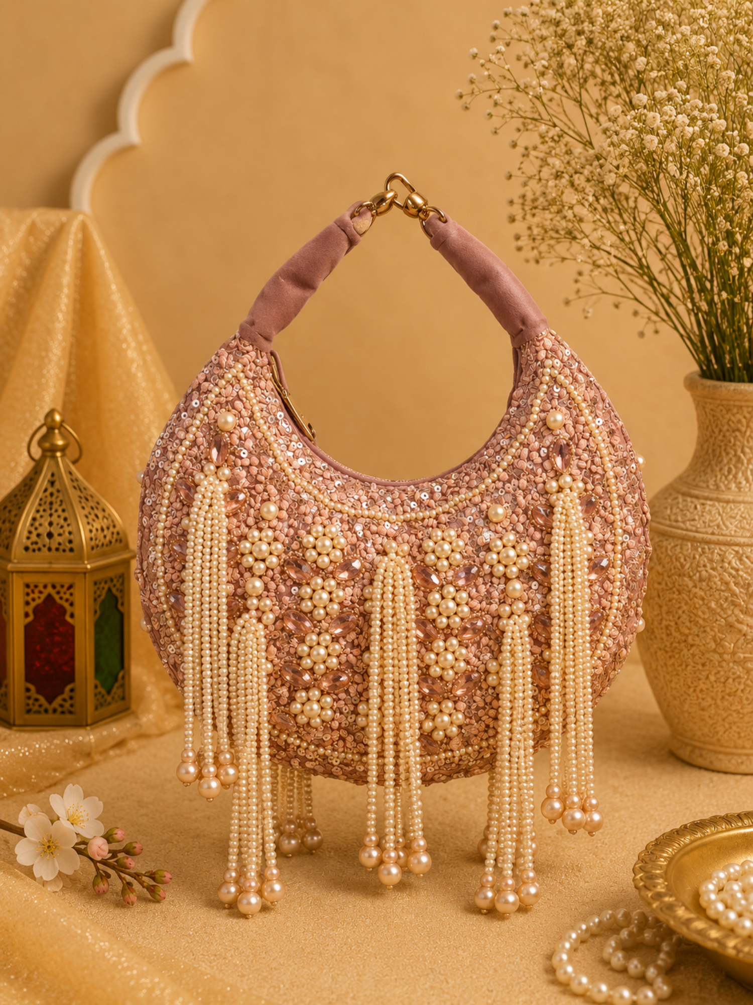 Moon Pearl Drape Clutch