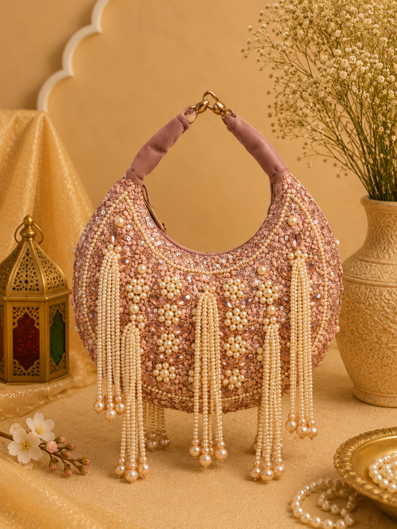 Moon Pearl Drape Clutch