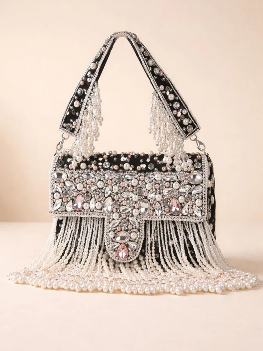Noor-e-Zeen Pearl Fringe Clutch