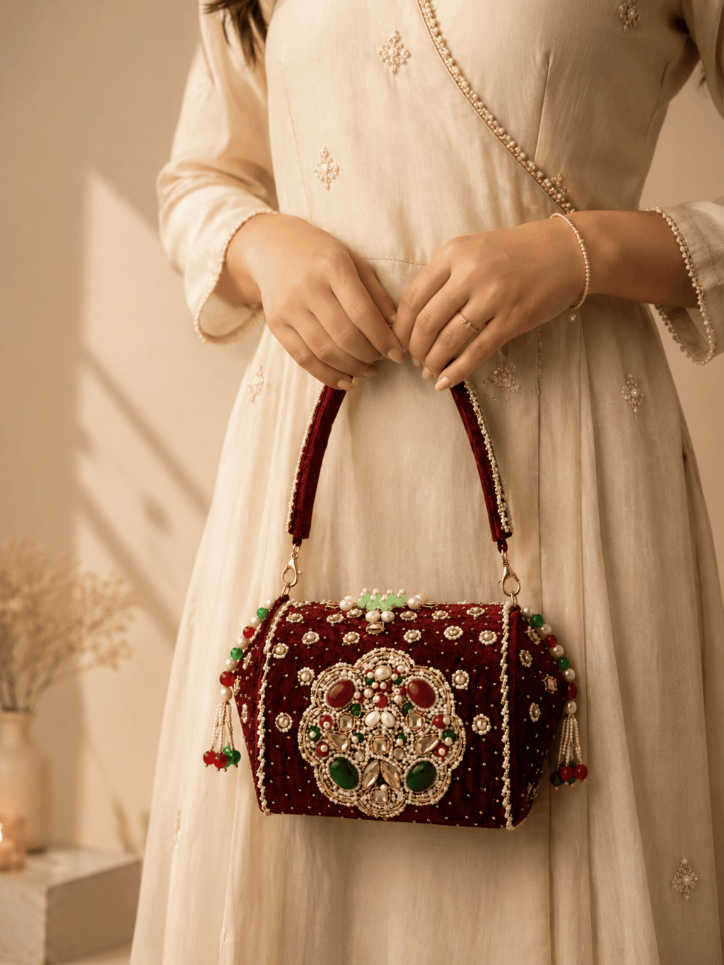 Regal Velvet Embellished Clutch