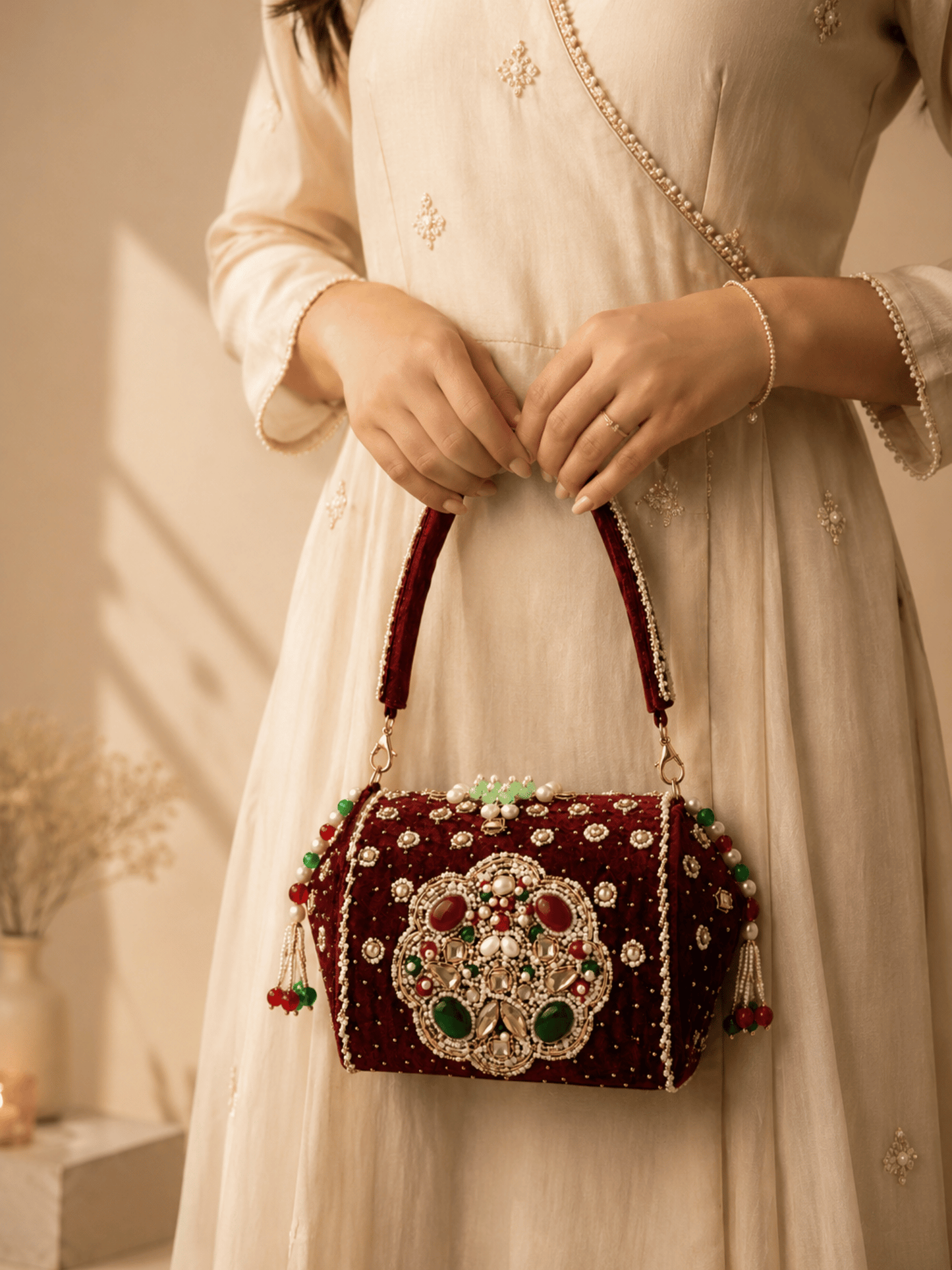 Regal Velvet Embellished Clutch