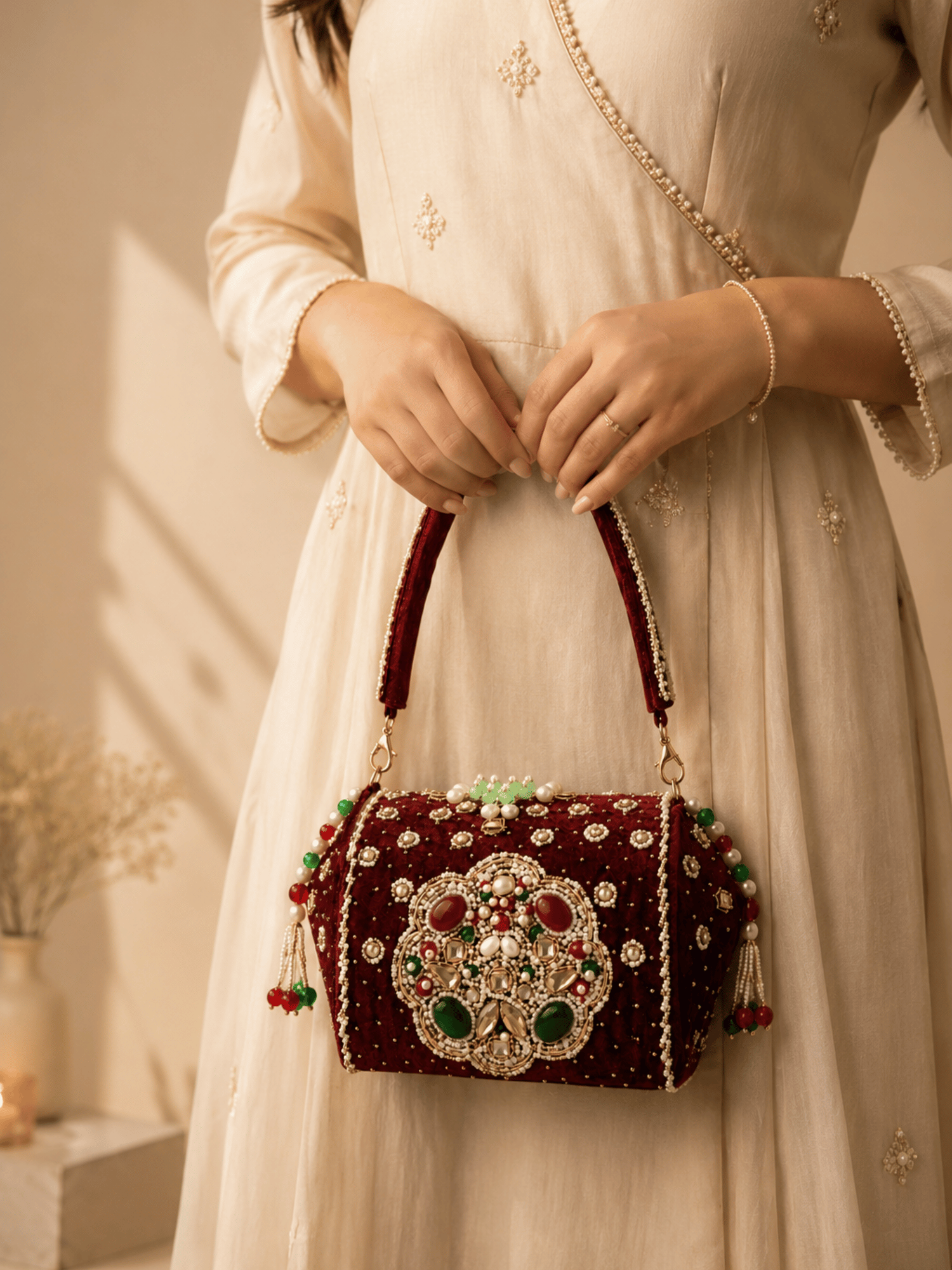 Regal Velvet Embellished Clutch