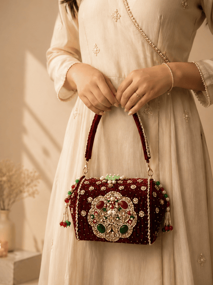 Regal Velvet Embellished Clutch