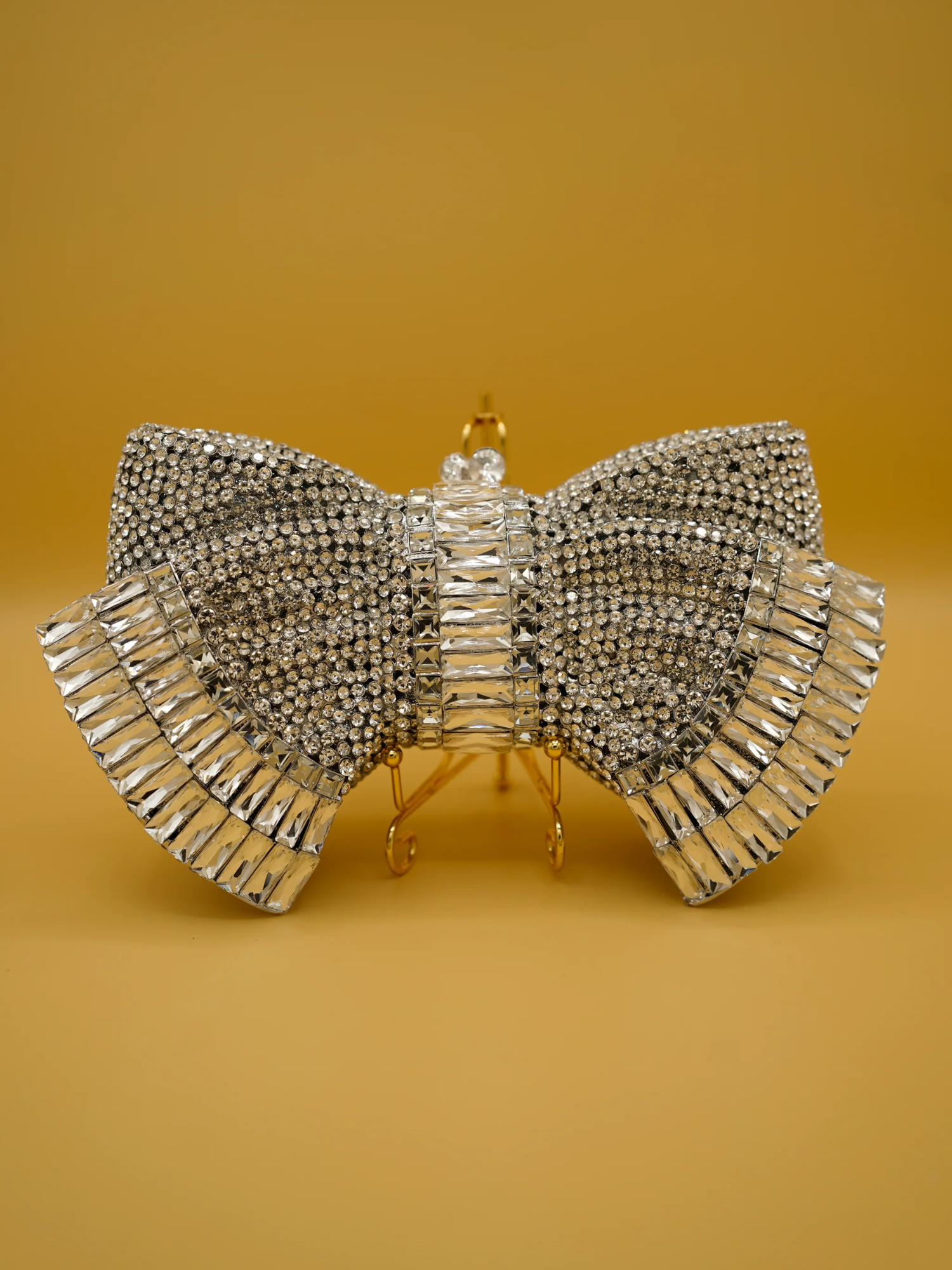 Silver Crystal Belle Bow Clutch