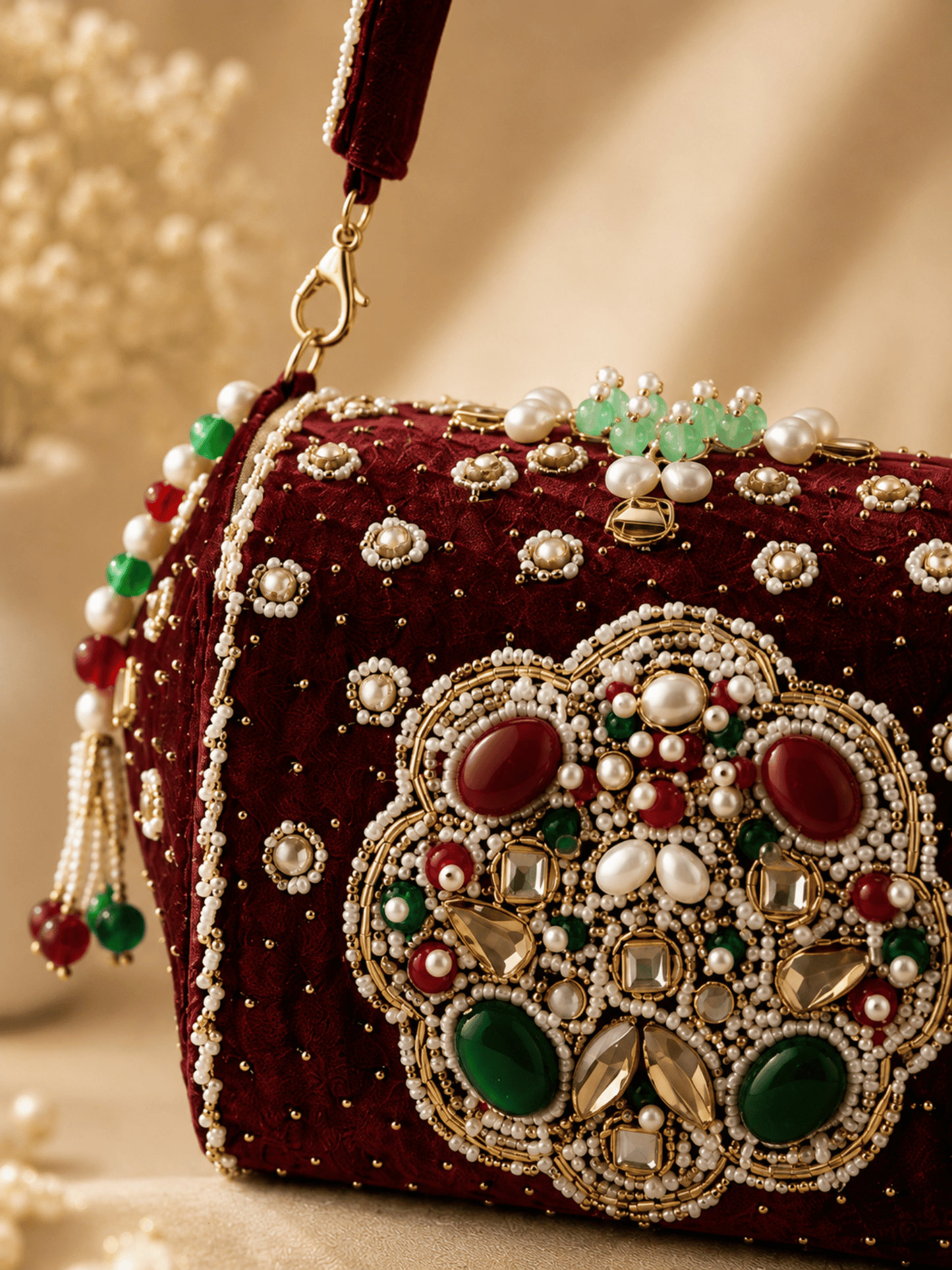 Regal Velvet Embellished Clutch