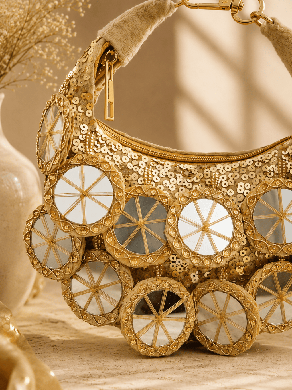 Celestial Mirror Embellished Handbag