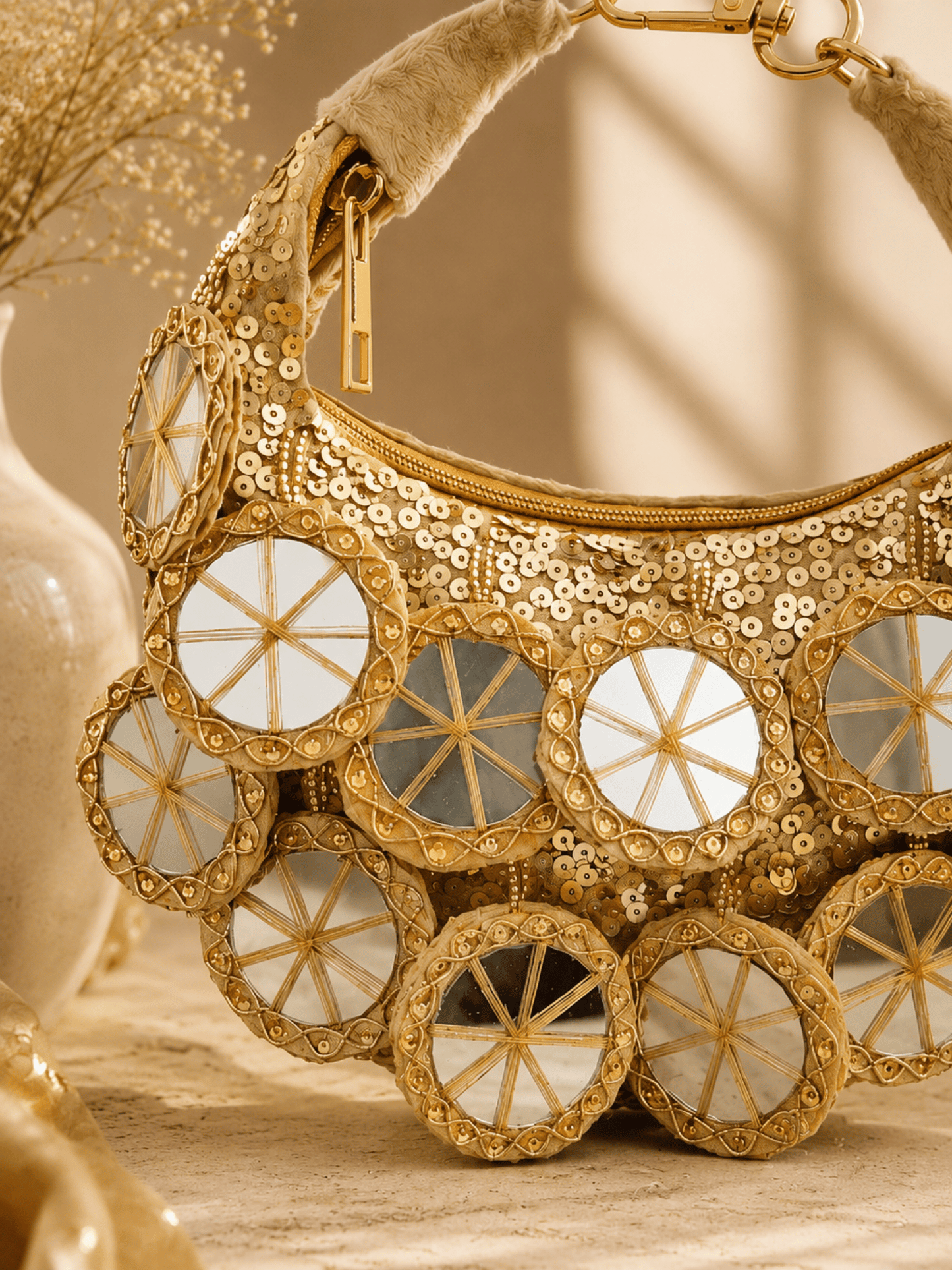 Celestial Mirror Embellished Handbag