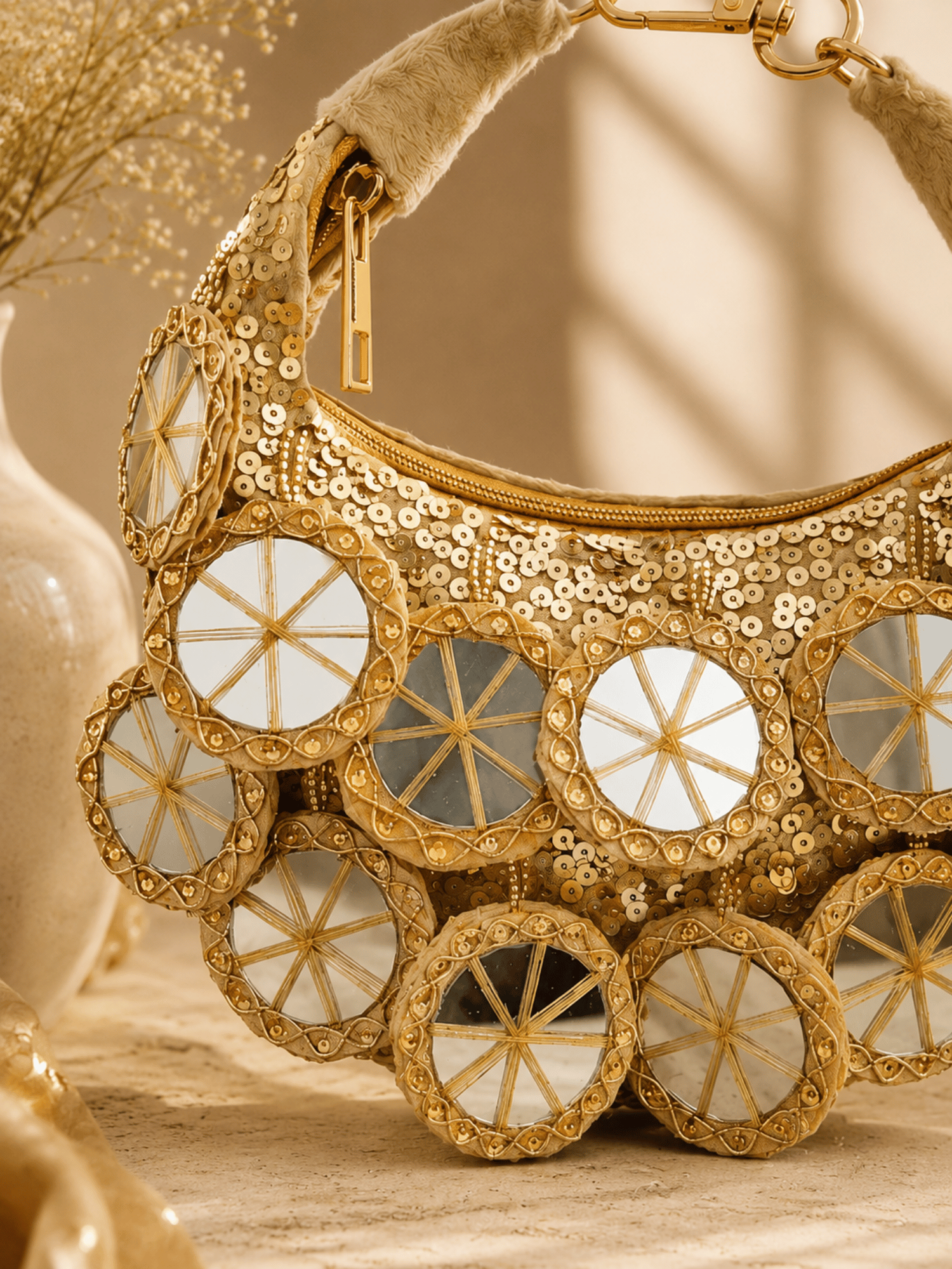 Celestial Mirror Embellished Handbag