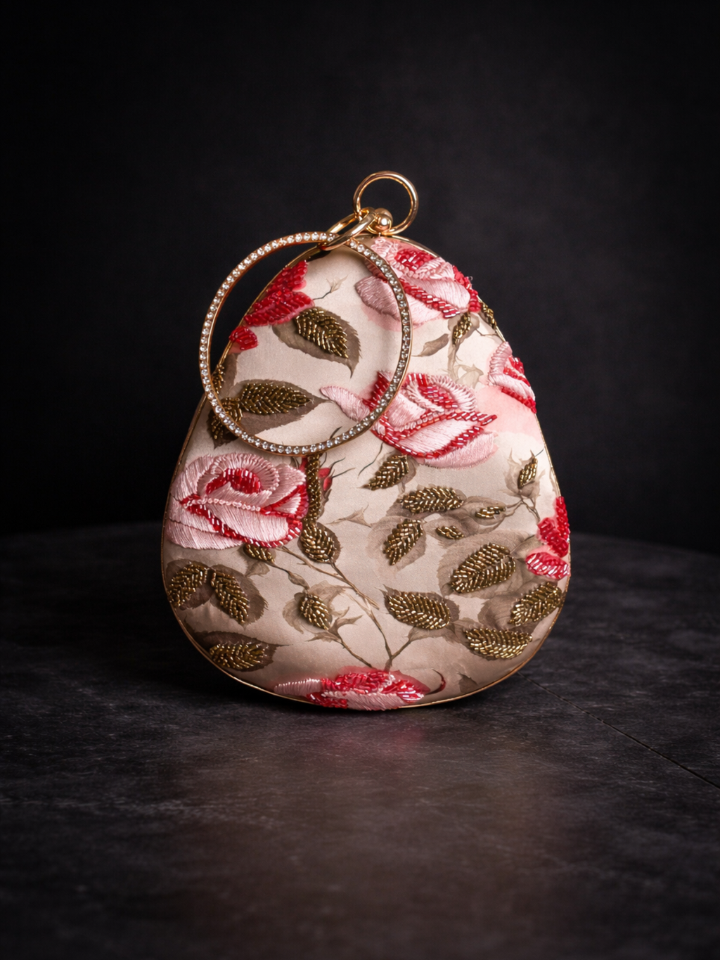 Floral Cascade Embroidered Clutch