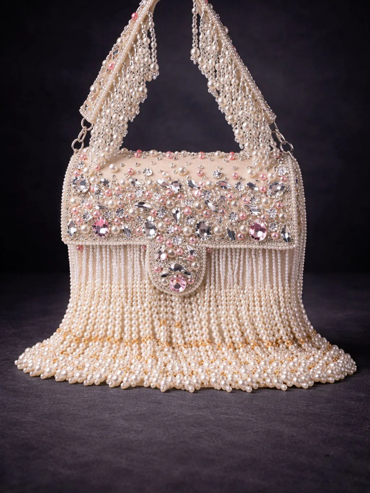 Noor-e-Zeen Pearl Fringe Clutch