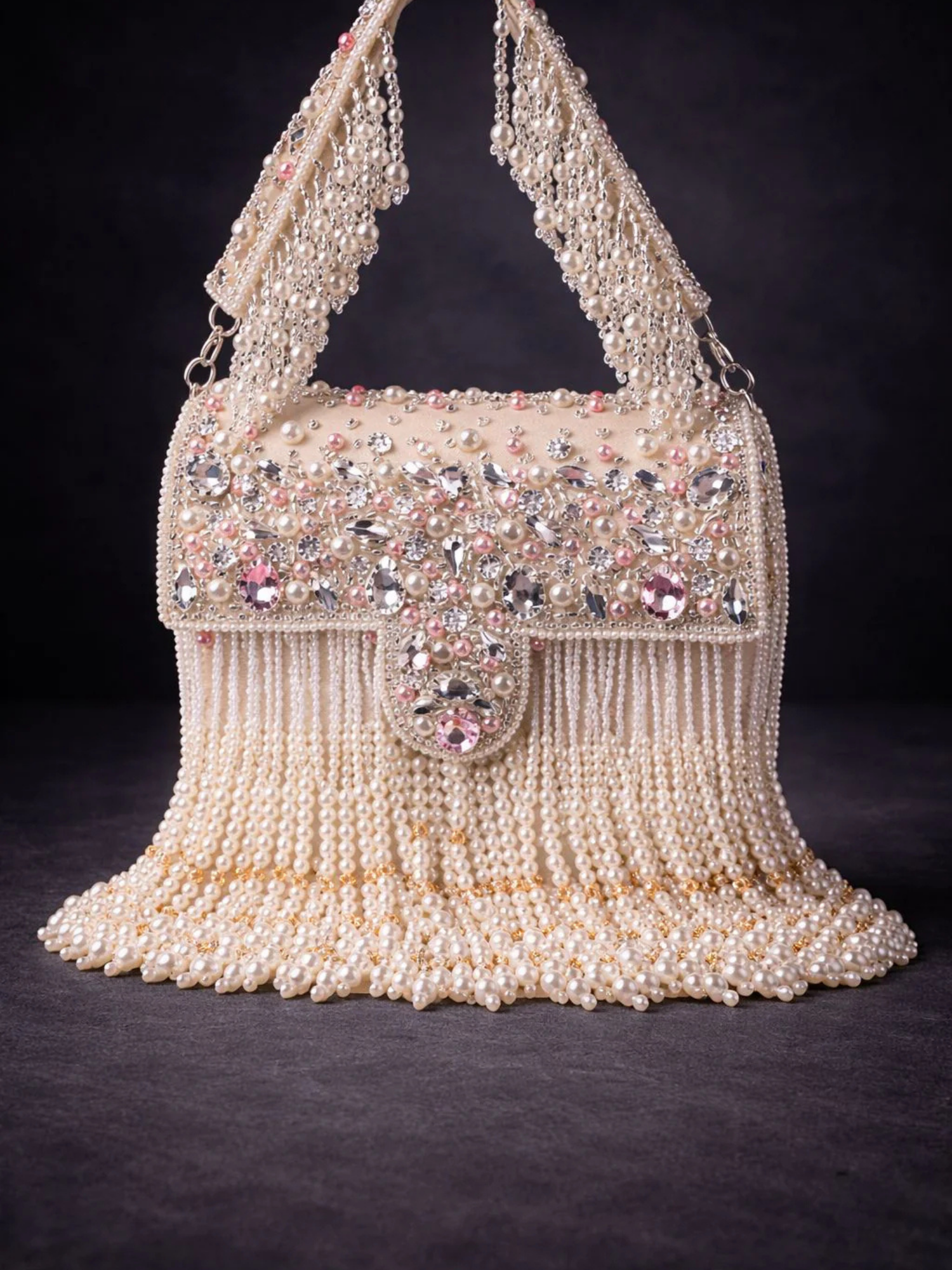 Noor-e-Zeen Pearl Fringe Clutch