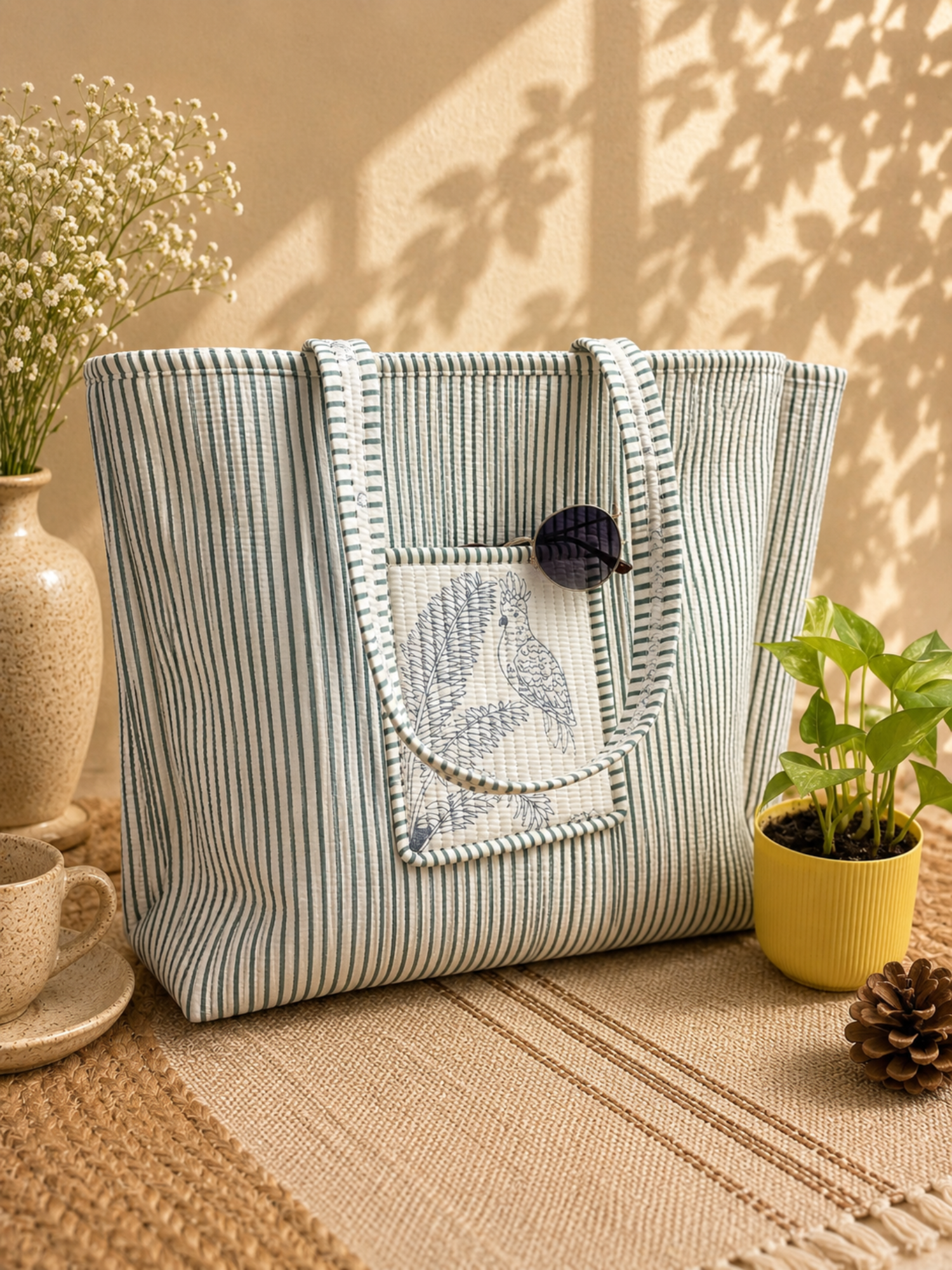 Ivory Safari Quilted Tote