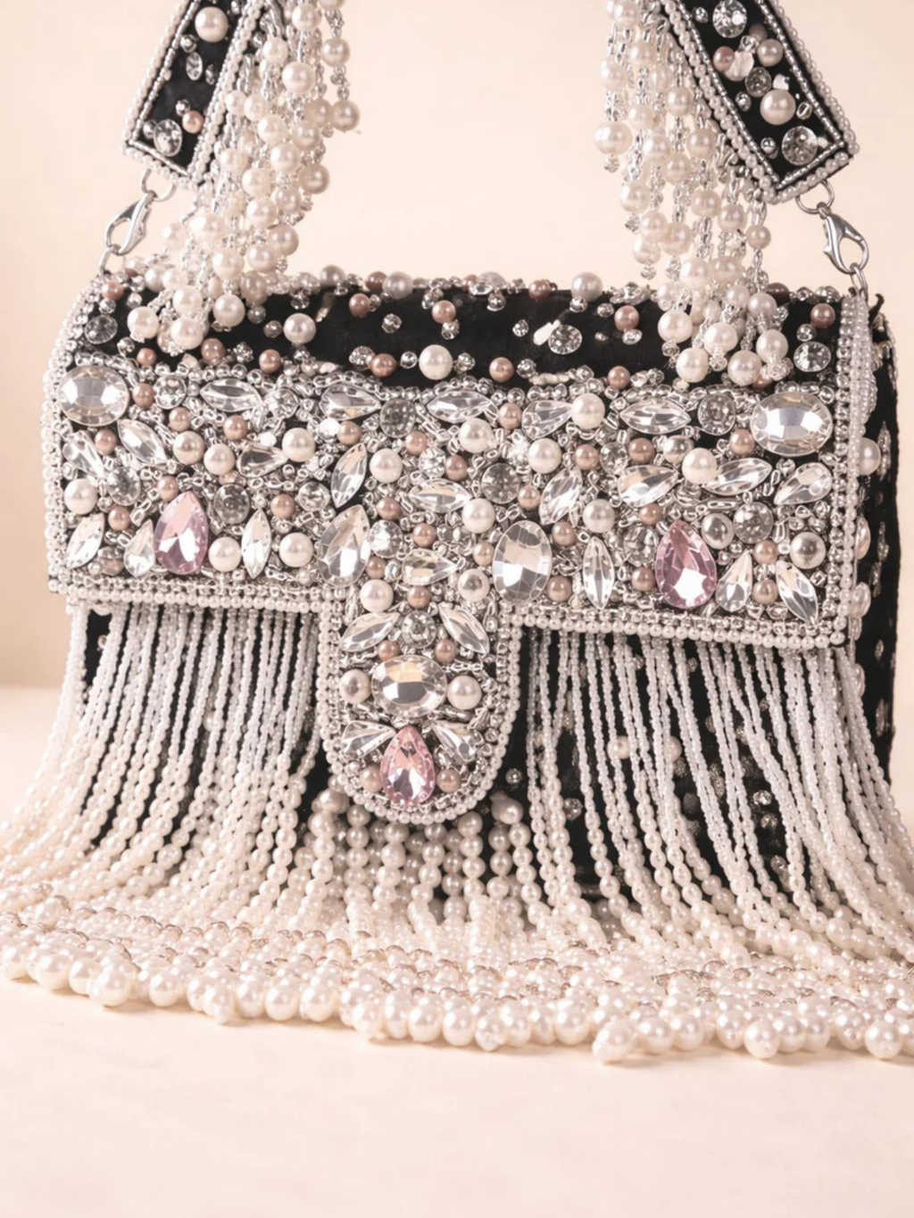 Noor-e-Zeen Pearl Fringe Clutch