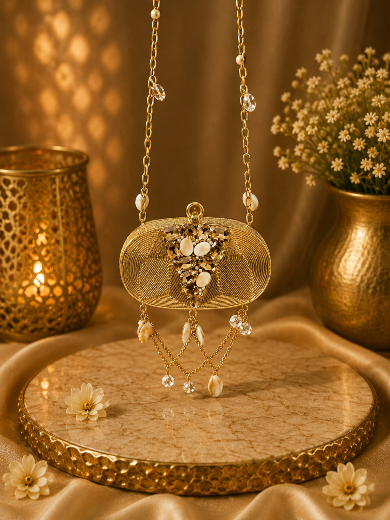Lunaria Crystal Drop Clutch