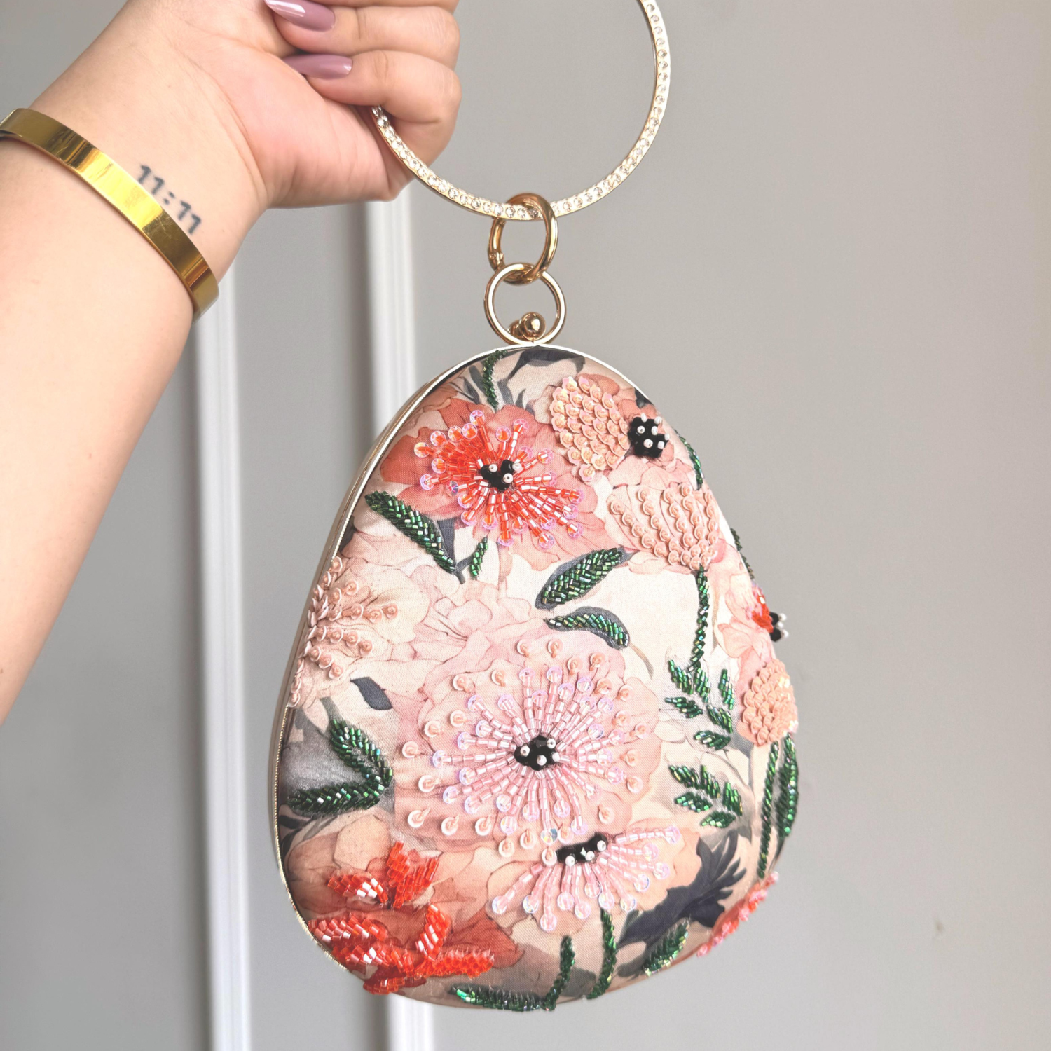 Petal Whimsy Embroidered Clutch