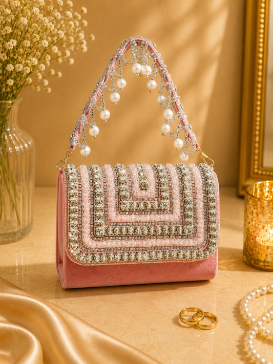 Luxe Drizzle Big Crystal Clutch