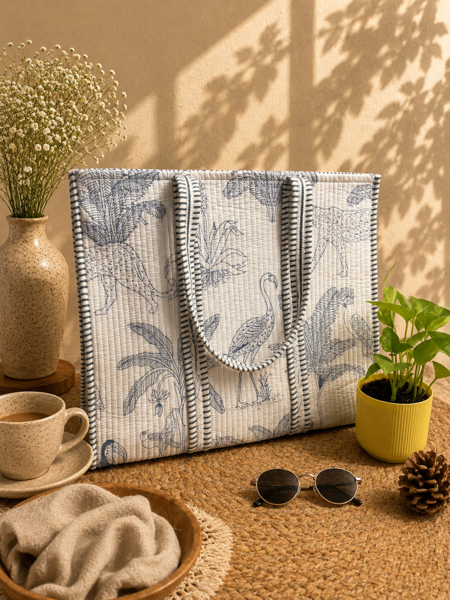 Ivory Safari Quilted Tote