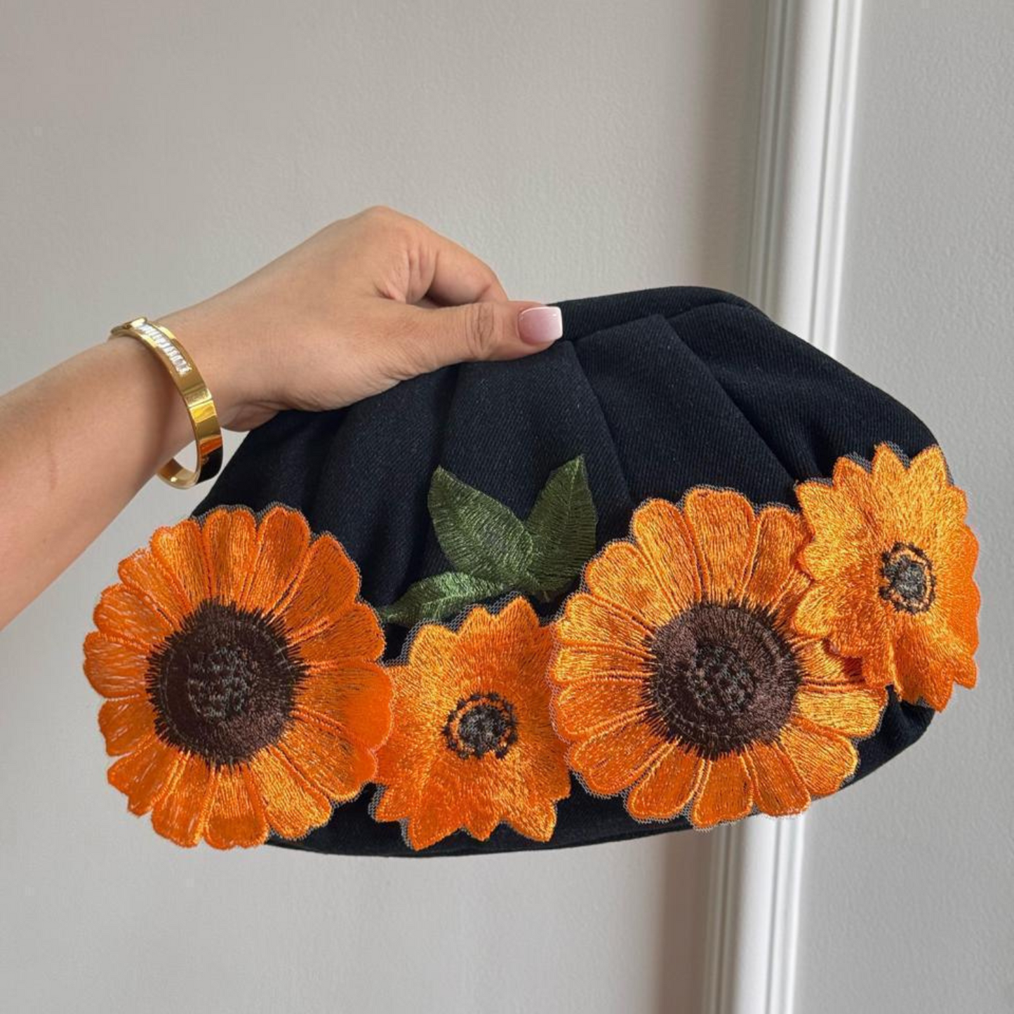Bloom & Bold Denim Clutch