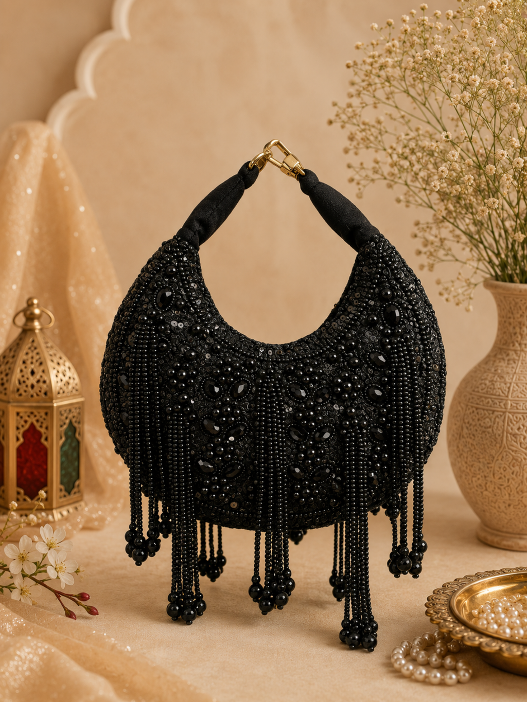Moon Pearl Drape Clutch