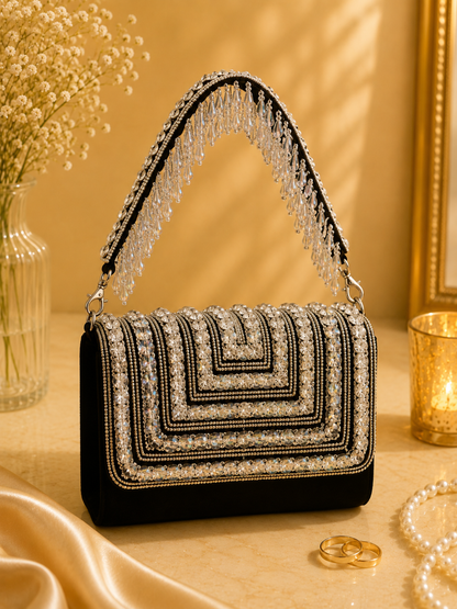 Luxe Drizzle Big Crystal Clutch