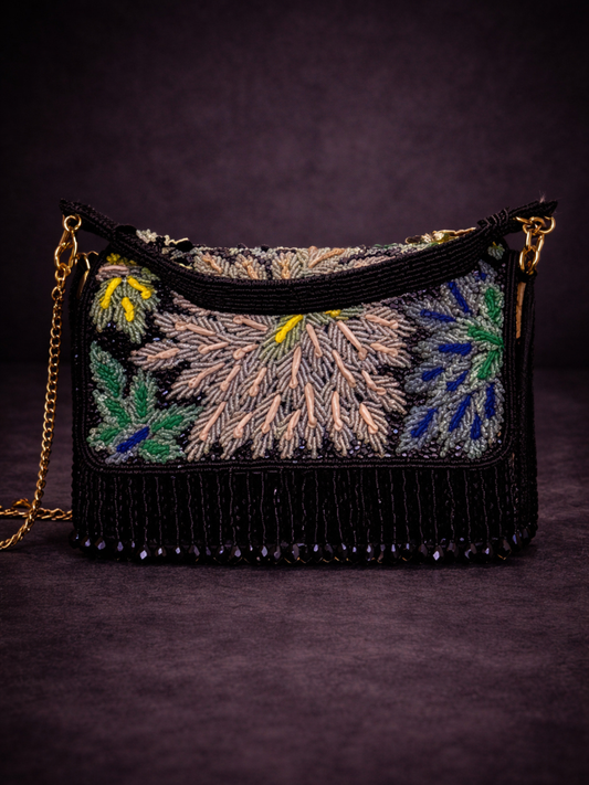 Midnight Garden Beaded Clutch