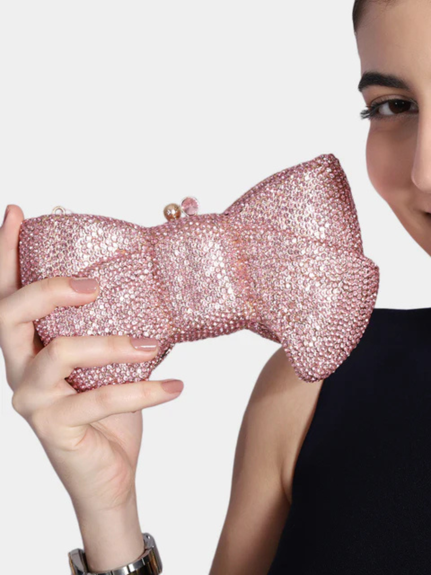 Rosé Ribbon Crystal Bag