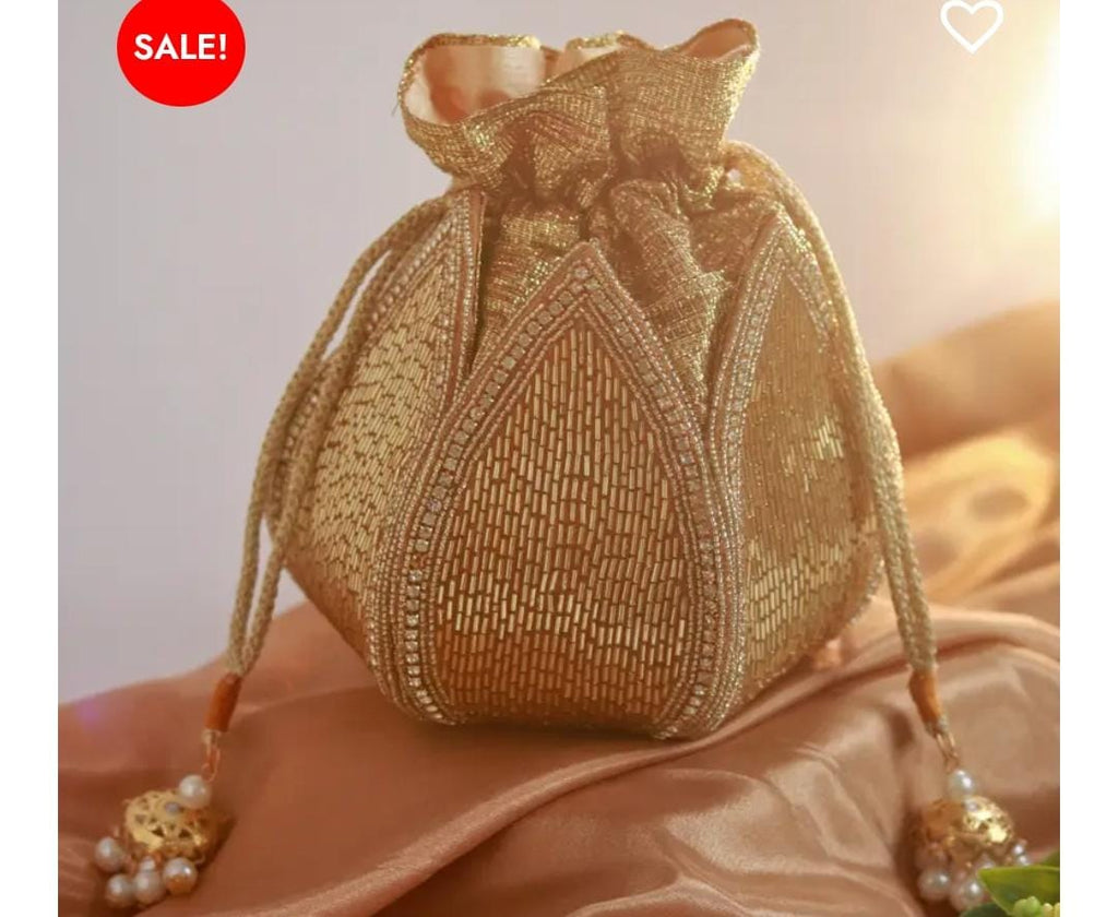 Golden Lotus Potli With Beautiful Design