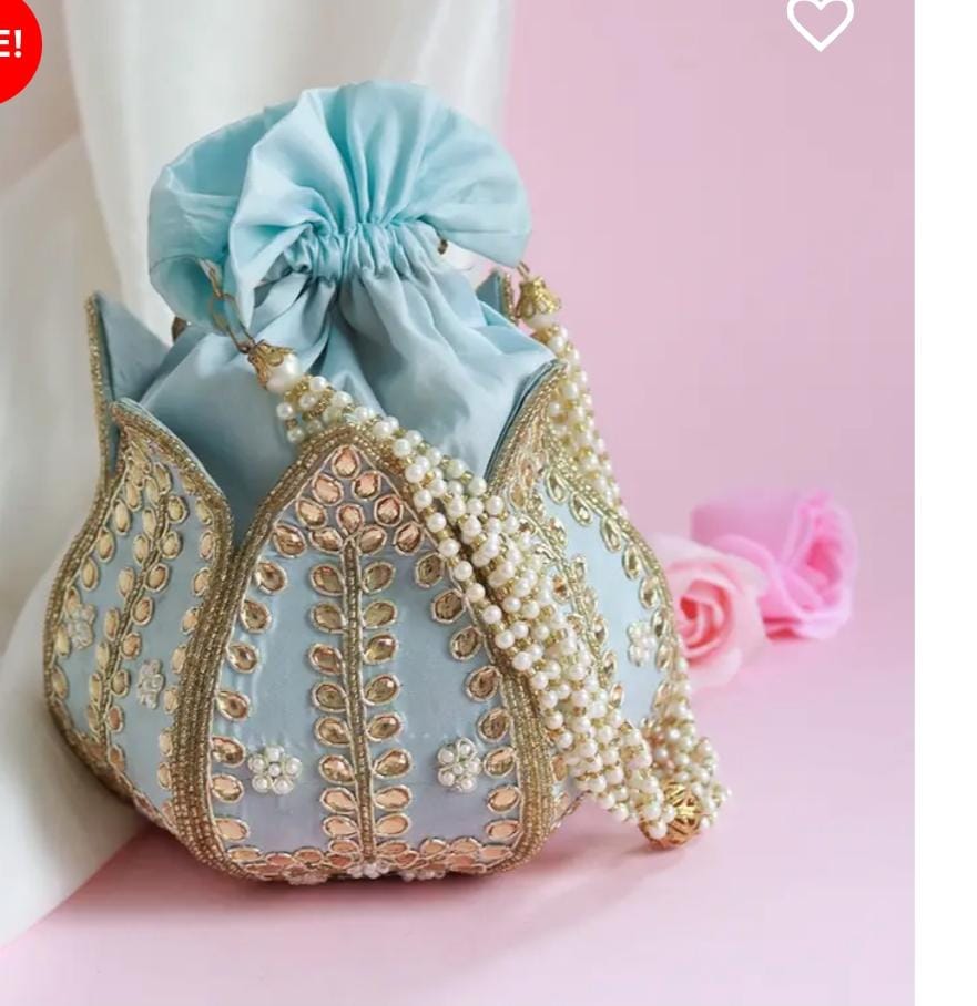 Blue Lotus Potli With Beautiful Design