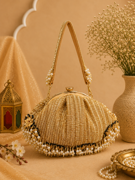 Majestic Gold Drape Clutch