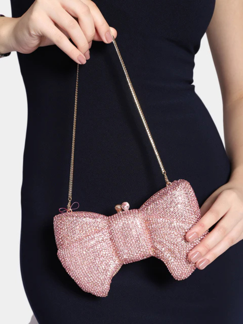 Rosé Ribbon Crystal Bag