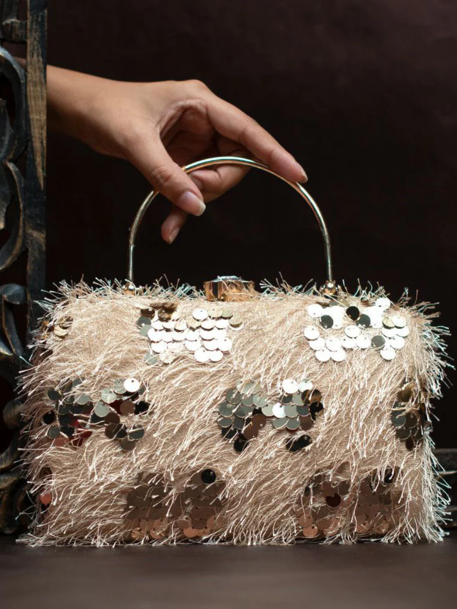 Sequins Fabric Party Clutch