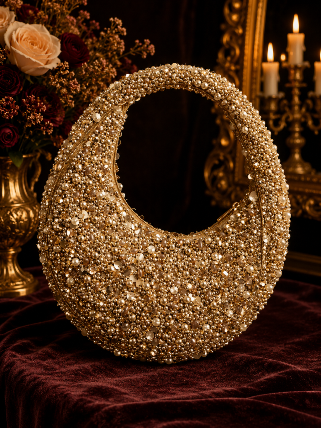 Golden Crescent Pearl Bag